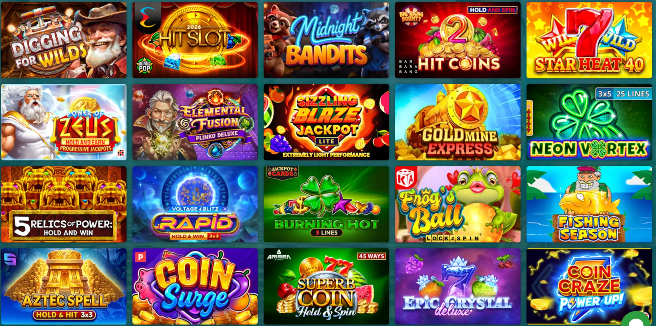 A wall of 22Bet slot tiles including the jackpot games